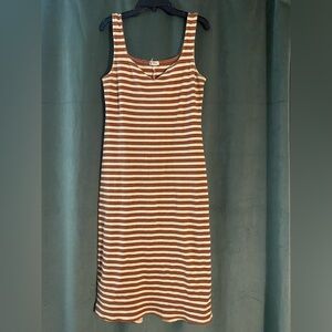 Billabong Brown and Cream Striped Midi Dress